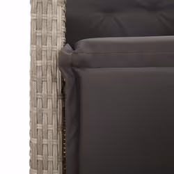 vidaXL Bistro Set 3 Piece with Cushions Table & Chair Light Grey Poly Rattan - Additional view 5