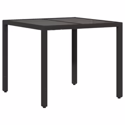 vidaXL Garden Table with Wooden Top Coffee Table Outdoor End Table Poly Rattan - black, 90 x 90 x 75 cm