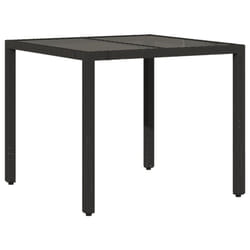 vidaXL Garden Table with Wooden Top Coffee Table Outdoor End Table Poly Rattan - black, 90 x 90 x 75 cm