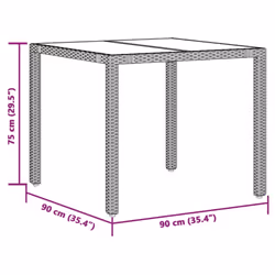 vidaXL Garden Table with Wooden Top Coffee Table Outdoor End Table Poly Rattan - black, 90 x 90 x 75 cm - Additional view 10