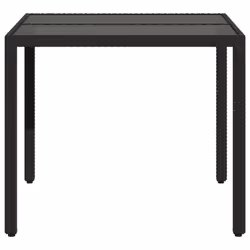 vidaXL Garden Table with Wooden Top Coffee Table Outdoor End Table Poly Rattan - black, 90 x 90 x 75 cm - Additional view 4