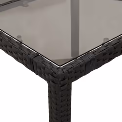 vidaXL Garden Table with Wooden Top Coffee Table Outdoor End Table Poly Rattan - black, 90 x 90 x 75 cm - Additional view 7