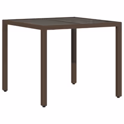 vidaXL Garden Table with Wooden Top Coffee Table Outdoor End Table Poly Rattan - brown, 90 x 90 x 75 cm