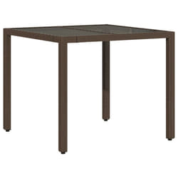 vidaXL Garden Table with Wooden Top Coffee Table Outdoor End Table Poly Rattan - brown, 90 x 90 x 75 cm