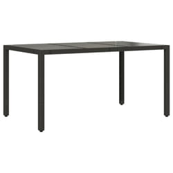 vidaXL Garden Table with Wooden Top Coffee Table Outdoor End Table Poly Rattan - black, 150 x 90 x 75 cm