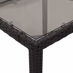 vidaXL Garden Table with Wooden Top Coffee Table Outdoor End Table Poly Rattan - black, 150 x 90 x 75 cm - Additional view 7