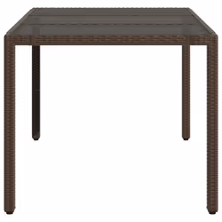 vidaXL Garden Table with Wooden Top Coffee Table Outdoor End Table Poly Rattan - brown, 150 x 90 x 75 cm - Additional view 4