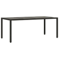 vidaXL Garden Table with Wooden Top Coffee Table Outdoor End Table Poly Rattan - black, 190 x 90 x 75 cm