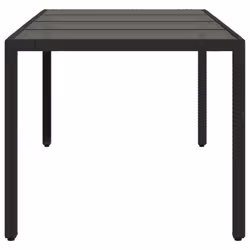 vidaXL Garden Table with Wooden Top Coffee Table Outdoor End Table Poly Rattan - black, 190 x 90 x 75 cm - Additional view 4