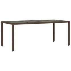 vidaXL Garden Table with Wooden Top Coffee Table Outdoor End Table Poly Rattan - brown, 190 x 90 x 75 cm
