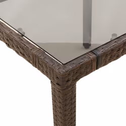 vidaXL Garden Table with Wooden Top Coffee Table Outdoor End Table Poly Rattan - brown, 190 x 90 x 75 cm - Additional view 7