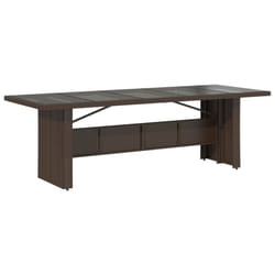 vidaXL Garden Table with Wooden Top Coffee Table Outdoor End Table Poly Rattan - brown, glass