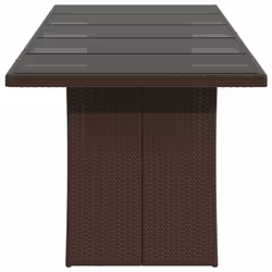 vidaXL Garden Table with Wooden Top Coffee Table Outdoor End Table Poly Rattan - brown, glass - Additional view 4