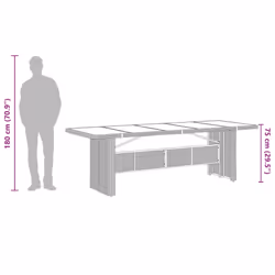 vidaXL Garden Table with Wooden Top Coffee Table Outdoor End Table Poly Rattan - brown, glass - Additional view 9