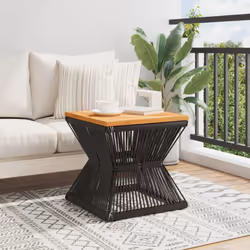 vidaXL Coffee Table with Wire Base Side End Table Black Solid Wood Acacia - Additional view 2