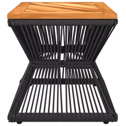 vidaXL Coffee Table with Wire Base Side End Table Black Solid Wood Acacia - Additional view 4