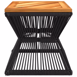 vidaXL Coffee Table with Wire Base Side End Table Black Solid Wood Acacia - Additional view 5
