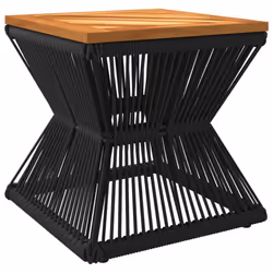 vidaXL Coffee Table with Wire Base Side End Table Black Solid Wood Acacia - Additional view 6