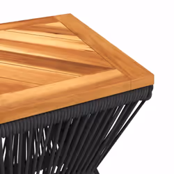 vidaXL Coffee Table with Wire Base Side End Table Black Solid Wood Acacia - Additional view 8