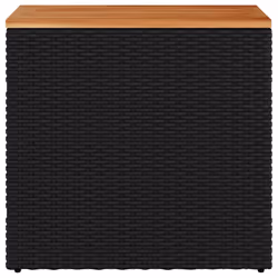 vidaXL Garden Side Table with Wooden Top Coffee Dining Table Black Poly Rattan - Additional view 4