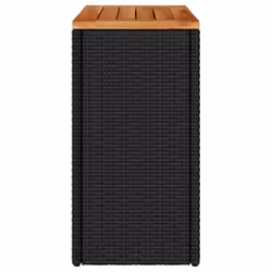 vidaXL Garden Side Table with Wooden Top Coffee Dining Table Black Poly Rattan - Additional view 5