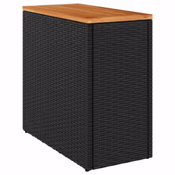 vidaXL Garden Side Table with Wooden Top Coffee Dining Table Black Poly Rattan - Additional view 6