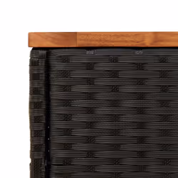 vidaXL Garden Side Table with Wooden Top Coffee Dining Table Black Poly Rattan - Additional view 8