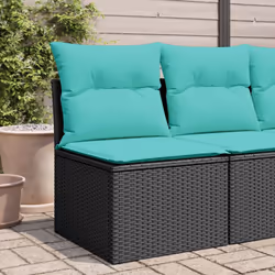 vidaXL Patio Sofa Armless with Cushions Black Poly Rattan