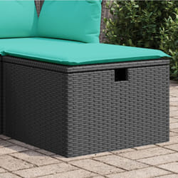 vidaXL Patio Stool with Cushion Black 21.7x21.7x14.6 Poly Rattan