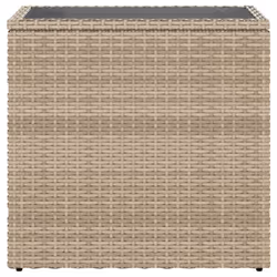 vidaXL Garden Side Table with Glass Top Outdoor Dining Table Beige Poly Rattan - Additional view 4
