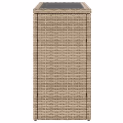 vidaXL Garden Side Table with Glass Top Outdoor Dining Table Beige Poly Rattan - Additional view 5