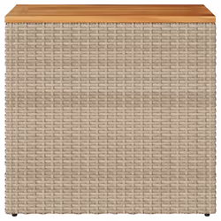 vidaXL Garden Side Table with Wooden Top Coffee Dining Table Beige Poly Rattan - Additional view 4