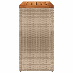 vidaXL Garden Side Table with Wooden Top Coffee Dining Table Beige Poly Rattan - Additional view 5