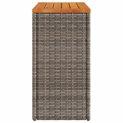 vidaXL Garden Side Table with Wooden Top Outdoor Dining Table Grey Poly Rattan - Additional view 5