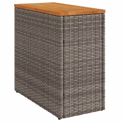 vidaXL Garden Side Table with Wooden Top Outdoor Dining Table Grey Poly Rattan - Additional view 6
