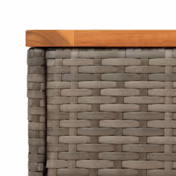 vidaXL Garden Side Table with Wooden Top Outdoor Dining Table Grey Poly Rattan - Additional view 8