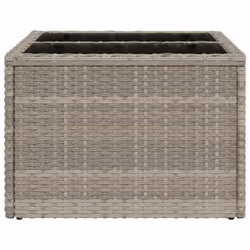 vidaXL Garden Table with Glass Top Outdoor Dining Table Light Grey Poly Rattan - Additional view 4