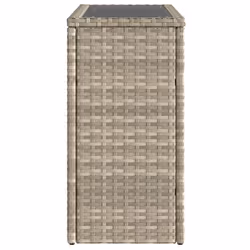 vidaXL Garden Side Table with Glass Top Dining Table Light Grey Poly Rattan - Additional view 4