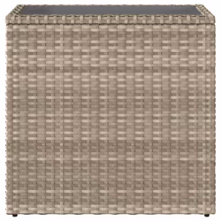 vidaXL Garden Side Table with Glass Top Dining Table Light Grey Poly Rattan - Additional view 5