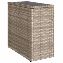 vidaXL Garden Side Table with Glass Top Dining Table Light Grey Poly Rattan - Additional view 6