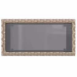 vidaXL Garden Side Table with Glass Top Dining Table Light Grey Poly Rattan - Additional view 7