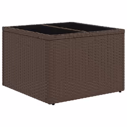 vidaXL Garden Table with Glass Top Outdoor Dining Table Brown Poly Rattan