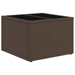 vidaXL Garden Table with Glass Top Outdoor Dining Table Brown Poly Rattan