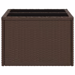 vidaXL Garden Table with Glass Top Outdoor Dining Table Brown Poly Rattan - Additional view 4