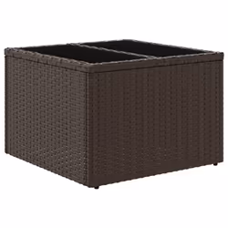 vidaXL Garden Table with Glass Top Outdoor Dining Table Brown Poly Rattan - Additional view 5