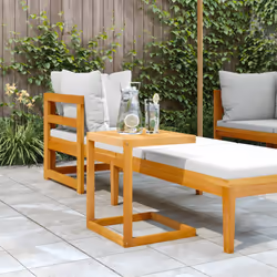 vidaXL C Table Outdoor End Table C Shaped Laptop Side Table Solid Wood Acacia