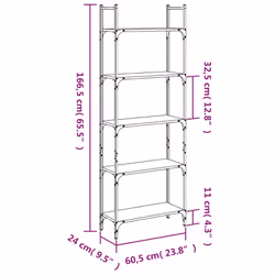 vidaXL Bookshelf Bookcase Storage Cabinet Shelving Unit Rack Engineered Wood - brown oak, 60.5 x 24 x 166.5 cm - Additional view 9