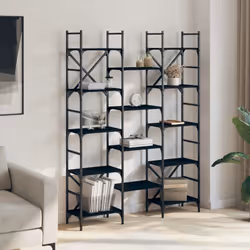 vidaXL Bookshelf Bookcase Storage Rack Cabinet Book Shelf Engineered Wood - black, 127.5 x 28.5 x 172.5 cm - Additional view 2