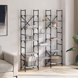 vidaXL Bookshelf Bookcase Storage Rack Cabinet Book Shelf Engineered Wood - grey sonoma, 127.5 x 28.5 x 172.5 cm - Additional view 2