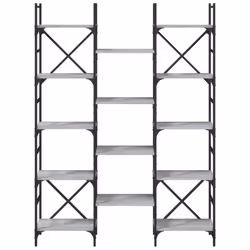 vidaXL Bookshelf Bookcase Storage Rack Cabinet Book Shelf Engineered Wood - grey sonoma, 127.5 x 28.5 x 172.5 cm - Additional view 4
